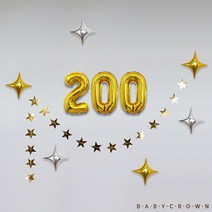 아기 200일 파티용품 세트 셀프촬영 소품 토퍼 풍선 장식 세트, 1 골드 별가랜드 세트