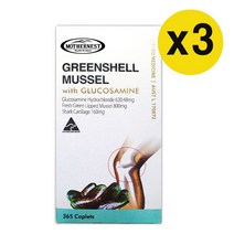 호주 마더네스트 Greenshell Mussel 초록입홍합+글루코사민+상어연골 1500mg 365캡슐, 3개