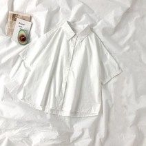 흰색 셔츠 여성 넥타이 프레피 학생 대형 블라우스 간단한 단색 여름 탑