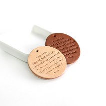 가배공방 40mm영문원형 가죽장식 키링부자재, 베이지