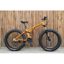 26인치 풀샥 4.0 MTB 철티비 접이식 자전거 광폭타이어, 24인치, 21단, 골드