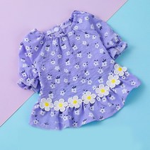 Princess Skirt Pet Cat Clothes Flower Printting Daisy Dress For Small Dog Floral Thin Summer, 02 보라색_02 S