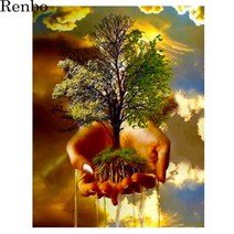 풍경화 보석십자수 자연풍경 경치좋은 비즈 십자수 세트 5d diy diamond painting tree of life 추상 미술 나침반 크로스 스티치 키트 벽 스티커 자수, 라운드 드릴 60x80cm