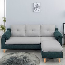 초롬 투톤 카우치 패브릭 풀커버 3인용 소파+스툴무료