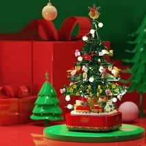 블럭팜 레고호환 크리스마스 트리 산타 눈사람 오르골 셈보블럭 장난감 선물, 02..크리스마스트리 오르골