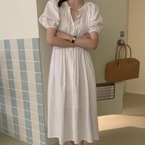 프리티영띵 pyt 콤비셔링 원피스 반팔 퍼프 롱 프영띵