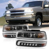 920662 RAMJET4X4 LED Headlights Assembly with Bulbs Compatible 19992002 Chevy Silverado 20002006 Che, black