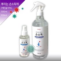 가볍게 뿌려 사용하는 손소독(500ml|100ml)/에탄올70%/외약외품/위생/물품소독, 100ml 2개
