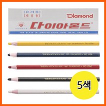 다이아몬드색연필 5색 12개입 색칠 체크용 표시용 펜 칼라 채점용 유리용 0-382ea, 청색(113786)