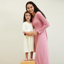 세컨스킨 키즈 케이블조직 롱슬리브 드레스 FD5381