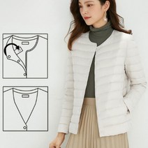 똑딱이 패딩 여성용 경량 브이넥 이너패딩 데일리 외투 라운드넥 오리털 가벼운 다운패딩 등산