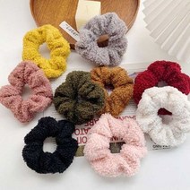 올림 반묶음 머리 후리스 헤어끈 곱창 밴드 머리끈, 라이트핑크