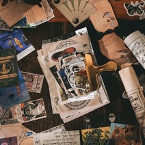 빈티지 인물 우주 명화 꽃 다꾸 배경지 스티커 4종 다이어리꾸미기, 3.우주여행 (ME-1222)