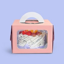 투명 케이크상자 3호(창문형 핑크 높이15cm) 10개