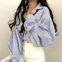 트리베어 여성 스트라이프 아방 루즈핏 셔츠