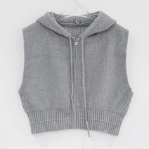 퍼니걸스 5493 후드 집업 크롭 니트 조끼 여성의류