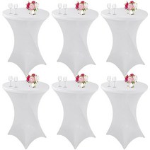 JALANCY 6팩 칵테일 스판덱스 식탁보 81 3cm x 109 2cm(32 43인치) 블랙 스트레치 스퀘어 코너 테이블 커버 천 장착 하이 탑 라운드 바 웨딩 생일 파티 연회용, 32