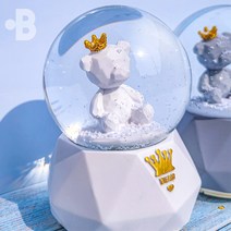 본디자인랩 모던 심플 모노톤 오브제 곰돌이 오르골 LED 워터볼 스노우볼, 모던 심플 베어 그레이 (TO27  B)