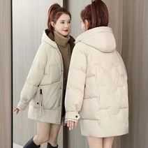 WHR 여성용 겨울 후드 패딩점퍼 하프 웰론 두툼한 오버핏 자켓 코트 빅사이즈 4컬러