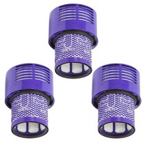 다이슨 v10 sv12 사이클론 동물 앱솔루트 토탈 클린 무선 진공 청소기용 빨 수 있는 빅 필터 유닛 필터 교체, 3개