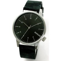 코모노 쿼츠 남성용 손목 시계 블랙 실버