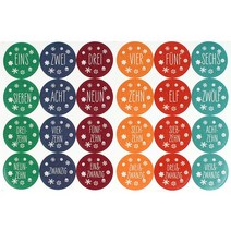 어드벤트캘린더 2022 크리스마스 어드벤트 캘린더쿠키 캔디 씰 스티커 DIY 선물 포장 라벨 24 장/시트 크, 15 No.15