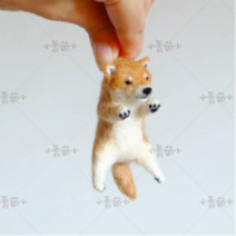 SheffleyDIY 양모펠트 꼬집어 들여올려진 동물 모음 니들펠트 키트 패키지 세트, 시바견