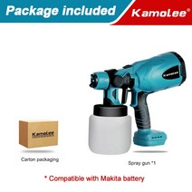 충전타카 무선 네일건 Kamolee전기 페인트 분무기 800ml 가정 소독 살균 마끼다 18V 배터리, 01 Blue No Battery_01 미국 플러그