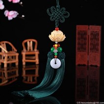 라오농 자동차 행거 펜던트 차량용 행거 중국풍 연꽃 행거미러 인테리어 용품+IR07X, 노란 연꽃 (녹색 스파이크)