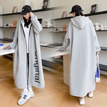 1+1 여성 캐주얼 오버핏 롱 점퍼 후드집업 자켓 롱가디건 맨투맨