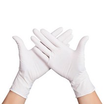 라텍스 일회용 니트릴 주방용 요리 위생 셰프 실험실 고무 장갑 100매, 하얀, L