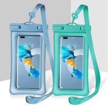 1+1 스마트폰 방수팩 IPX8 등급 방수 방수케이스 수중터치 분실방지에어튜브, IPX8등급, 핑크, 블루