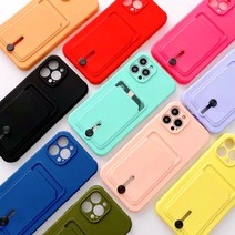 아이수트 컬러 버튼 교통카드 신용카드 수납 젤리 범퍼 케이스(노란 버튼 추가 제공) for 아이폰14/13/12/11/XS/XR/PRO/MINI/Max