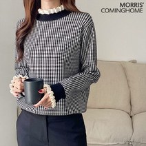 모리스커밍홈 페미닌 프릴 잔체크 패턴 니트 M2210KN635D