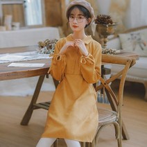 긴소매원피스 봄가을 계절 학원 무드 프렌치 클래식 트윈 룩 미디롱 1369739579