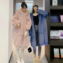 밍크 페이크퍼 롱 코트 후드 에코 퍼자켓