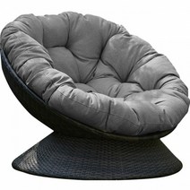 라탄비치체어 테라스 조립식 원목 그네 의자 야외, C.360도 회전체어 그레이 [쿠션포함]