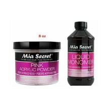 미아 시크릿 아크릴 파우더 모노머 세트 색상과 사이즈, 8 oz pink & monomer