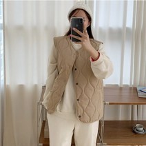 퍼니걸스 5936 데일리 누빔 오픈 패딩 조끼 여성의류