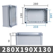 배전함 차단기 박스 배전판 전기 아크 방수 정션 야외 투명 커버 ABS 플라스틱 밀봉 계기 IP67, 280x190x130mm