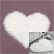 장모 러그 침실 침대 러그 하트 미니 50X65CM 화이트