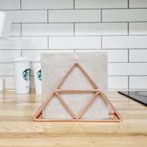 살림하는집 예쁜 삼각 냅킨 꽂이 홀더 냅킨통, 1개, 로즈골드