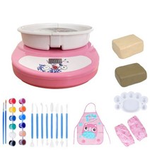 미니 기계 어린이 교육 도자기 물레 기계 데스크탑 드로잉 기계 도자기 진흙 기계 도자기 진흙, 디지털 디스플레이 버튼 핑크, 플러그인