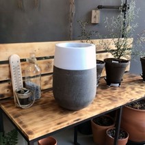 모던 테라스톤 화분 타원형 20x34cm 화이트-투톤 #825800ea#, 본상품선택