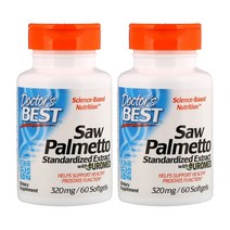 (2PACK)닥터스베스트 쏘팔메토 성분 유로메드 표준 추출물 효과 320 mg 쇼팔메토 60 소프트젤, 2PACK, One Size