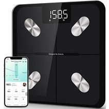 Etekcity 블루투스 스마트 체중계 BMI 체중 관리 욕실 0.02kg 정확한 측정 최대 180kg, Black, Advanced