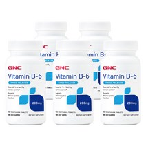 GNC [5개 SET] 비타민 B6 200mg 타임릴리즈 100정 (타블렛) Vitamin Timed Release 100tabs, 1