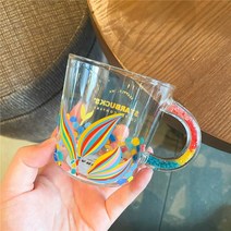 스타벅스 컵 유리잔 MD 스벅 유리컵 로고 글라스 무지게 콜드컵 머그잔 커피잔, 쿨링컵 355ml
