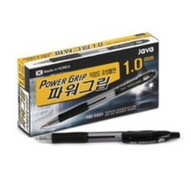 자바펜 1.0 파워그립 저점도 유성볼펜, 빨강, 12개입