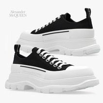 알렉산더맥퀸 23FW TREAD SLICK 블랙 캔버스 화이트 오버솔 여성 스니커즈